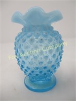 Hobnail - Small  Vase - 3 1/2" - Fluted -  Blue
