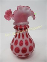 Vase - 6" -  Fluted Top - Cranberry