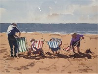 Ken Hayes "Beach Day" Signed Watercolour