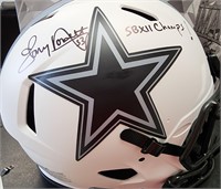 Signed Tony Dorsett Cowboys Helmet COA BGS