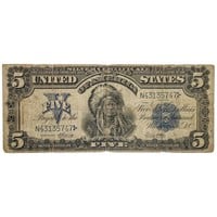 FR. 280 1899 $5 CHIEFSILVER CERTIFICATE NOTE