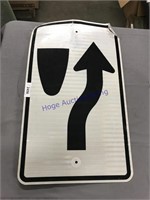 (KEEP RIGHT) ROAD SIGN, BENT CORNER, 18 X 30"