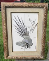 Vintage Framed Asian Ceramic Tiles