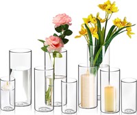 9 Pack Cylinder Vases- for Centerpieces, 4, 6,8 I