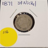 1871 NICKEL 3-CENT COIN