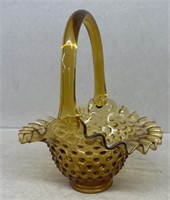 Amber hobnail basket