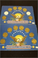 14 PRESIDENTIAL DOLLARS ON SHELL COLLECTOR CARDS