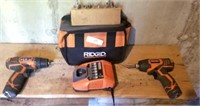 Rigid Drills (2) Power Charger & 2 Batteries With