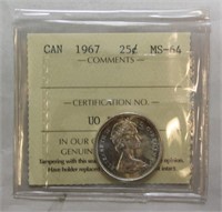 ICCS CAN 1967 Twenty Five Cents MS-64