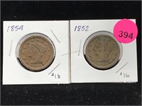 2-Large cents 1854,52