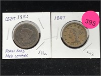 2-Large cents 1853,47