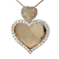 CUSTOM $3500 2.75 CT Diamond Heart Pendant 10k