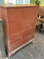 Early Pine Red Painted Lift Top Blanket Box