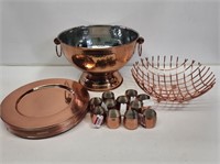 Large Copper Bowls and Plates