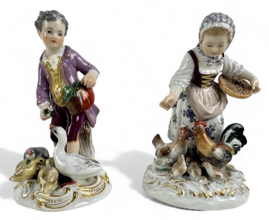 (2) Antique Meissen Figurines