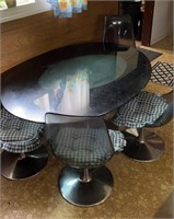 Vtg. lucite chrome based table & chairs
