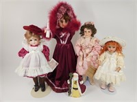 4 Dolls: Porcelain, Plastic Lighted & More