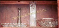 Four crystal pressed glass pieces