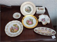 Mixed group of courting couples plates, bowls and