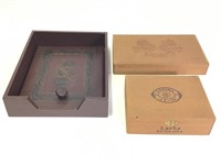 2 Cigar Boxes and Document Tray w/ Cover