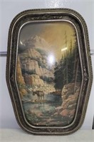 W.A Carson signed print in bubble glass frame.