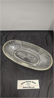 Vintage Ribbed Oval Glass Dish