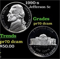 Proof 1990-s Jefferson Nickel 5c Grades GEM++ Proo