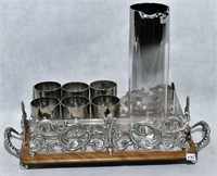 Mercury Glass Beverage Set. Pitcher with Glasses