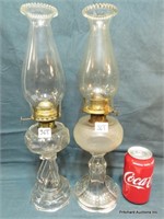 2 Antique Glass Oil Lamps