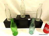 Coca Cola 5 Piece Vintage Glass Bottle Lot