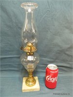 Antique Composite Oil Lamp With Original Shade