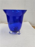 Cobalt Blue Glass 3 Legged Vase