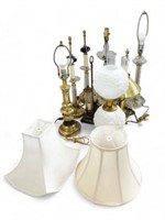Lot of 8 Table Lamps- Crystal, Fenton, etc.