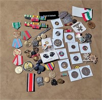 Large Lot of Military Pins and Medals