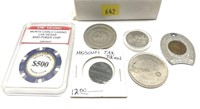 Lot, coins and tokens, 6 pcs.