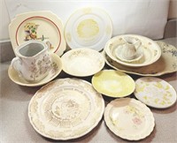 Large Lot Antique Dishes China Plates Painted Vase