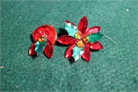 Vintage Christmas Clip On Earrings