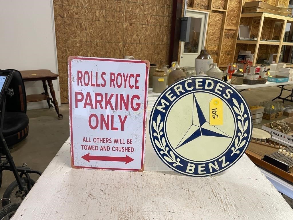 Mercedes and Rolls Royce Metal Signs