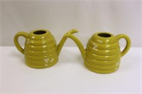 2x Ceramic Beehive Watering Can Vases