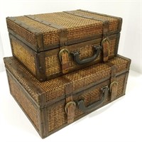 Pr. of Wicker Look Decorative Suitcases