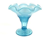 Northwood Simple Simon, Graceful Blue Ruffled Vase
