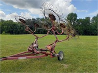 Long 8 Wheel Hay Rake on HYD Caddy