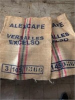 Lot of 2 coffee burlap sacks