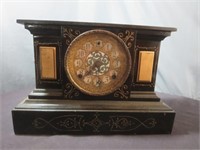 VTG Heavy Ornate Cast Metal Mantle Clock w/Chime
