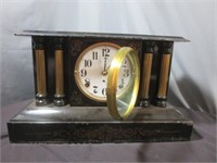VTG Heavy Large Cast Metal Mantle Clock w/Chime -