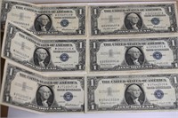 6- CRISP US SILVER CERTIFICATE BANK NOTES ! $$$$