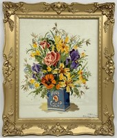 Framed Floral Needlework