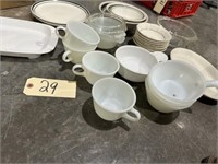 Assorted Glassware, Milk Glass, Cups, Dishes
