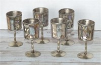 SET/6 MOTHER OF PEARL STEMMED CORDIALS