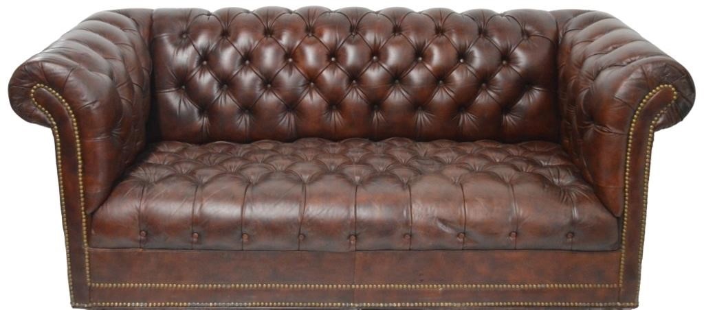 VINTAGE LEATHER CHESTERFIELD TUFTED LEATHER SOFA
